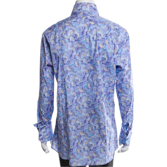 Billionaire Blue Swirl Patterned Shirt Long Sleeve Button up *See Measurements - Picture 4 of 8